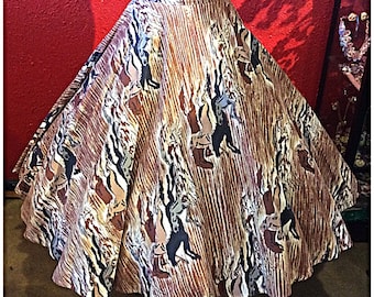 1950s Novelty Print Circle Skirt Wild Horses Medium