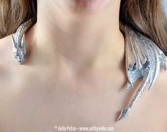 Custom Made Silver Coloured Dragon Draper Necklace - Pre-Order Shipping in 6-10 Weeks