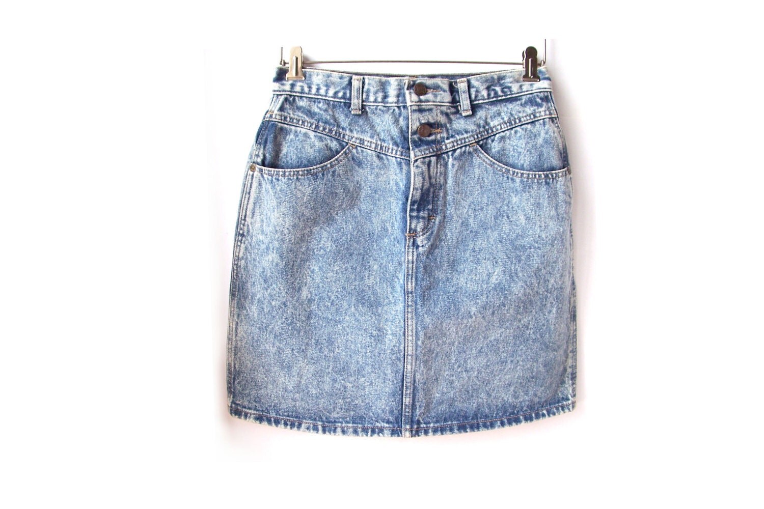 80s Acid Washed Denim Mini Skirt Zena