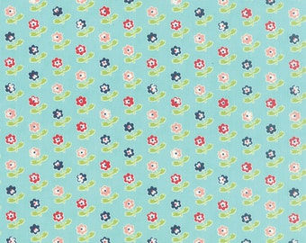 Moda Vintage Picnic Aqua Rosie Floral SKU# 55121-12 - multiple cut options available - Bonnie and Camille
