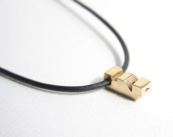 Vintage Brass Whistle Pendant on Thick Black Leather