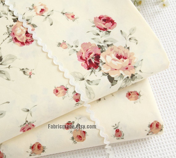 lovely floral cotton fabric yellow pink rose floral on light yellow cotton shabby chic flower lovely floral cotton fabric yellow pink rose floral on light yellow cotton shabby chic flower