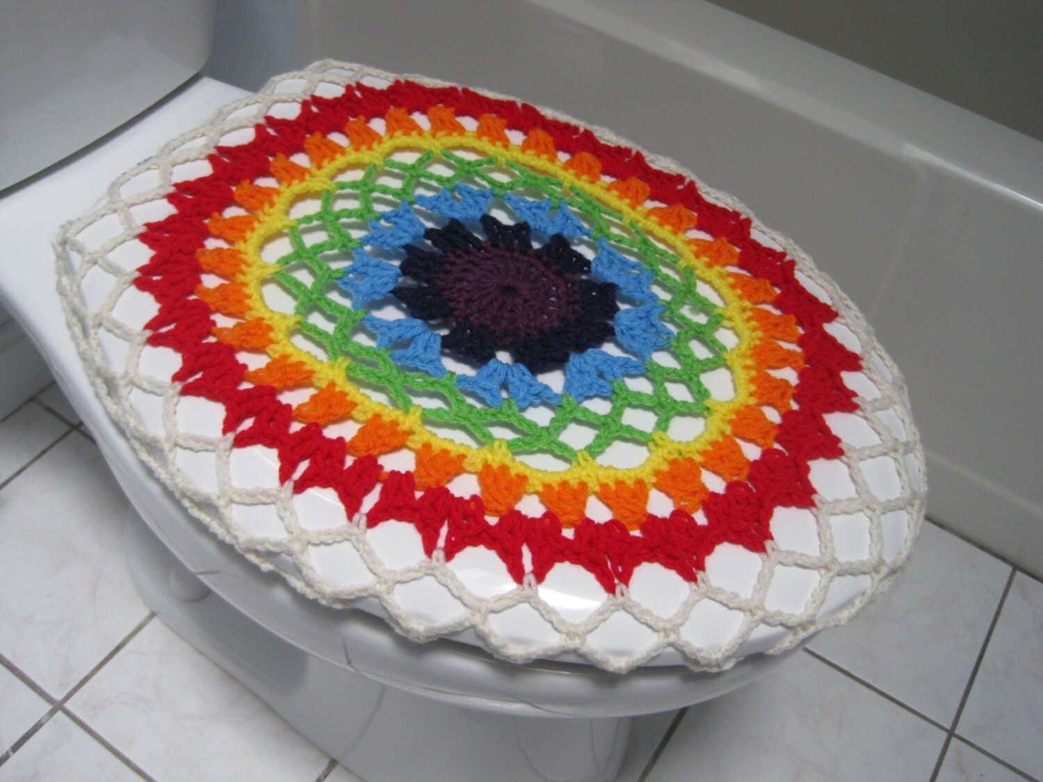 Rainbow Toilet Seat Cover or Rainbow Toilet Tank Lid Cover