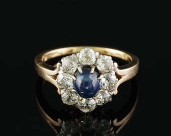 A rare Victorian blue sapphire and diamond ring
