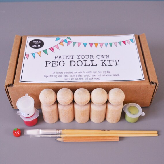 Paint your own Peg Doll Craft Kit//Make your own Peg Doll