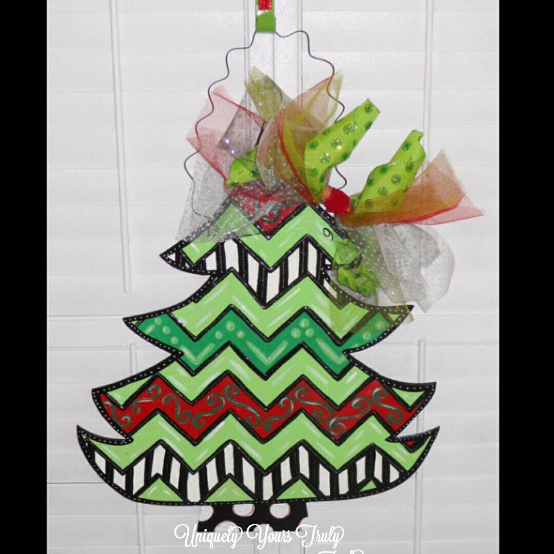 Christmas Tree Wood Door Hanger by UniquelyYoursTruly on Etsy