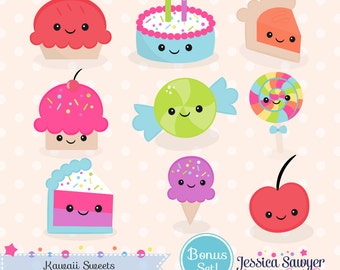 INSTANT DOWNLOAD - Kawaii Cake Clipart and Vectors for personal and commercial use