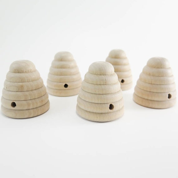 5 Beehives Wooden Beehive Unfinished Wood Bee Hive Figurine