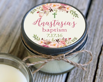12 - 4 oz Baptism Favor//First Communion Favor//Soy Candle Favor//Personalized Baptism Favor//Shower Favor//Chalkboard Favors//