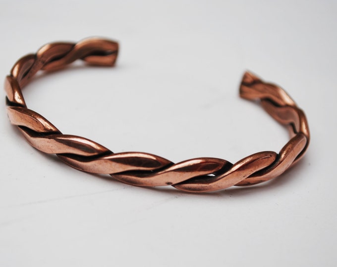 Copper Cuff Bracelet braided twisted copper bangle