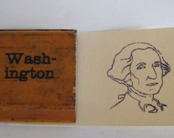 vintage wooden image stamp - Washington - President George Washington - old school stamp - rubber stamp - ink pad - art - print - art studio