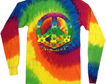 Long sleeve shirt tie dye shirt Marijuana cannabis 420 weed pot shirt