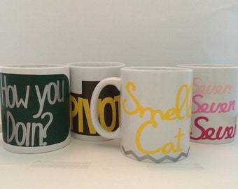 Friends TV Show Mug Set of Four Customized and Handmade Mugs for Every Friends Fan!