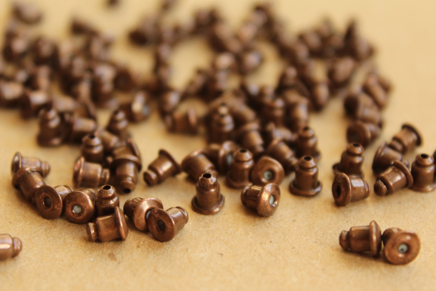 100 pc. Antique Copper Plated Bullet Earnuts FI225