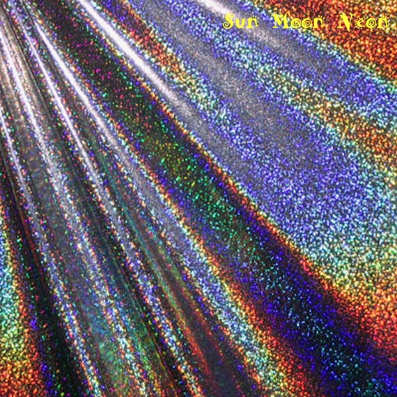 SILVER/BLACK Hologram Fabric Micro Dot Nylon by NostalgicFox