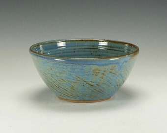 Stoneware pottery bowl. Blue. Ready to ship.