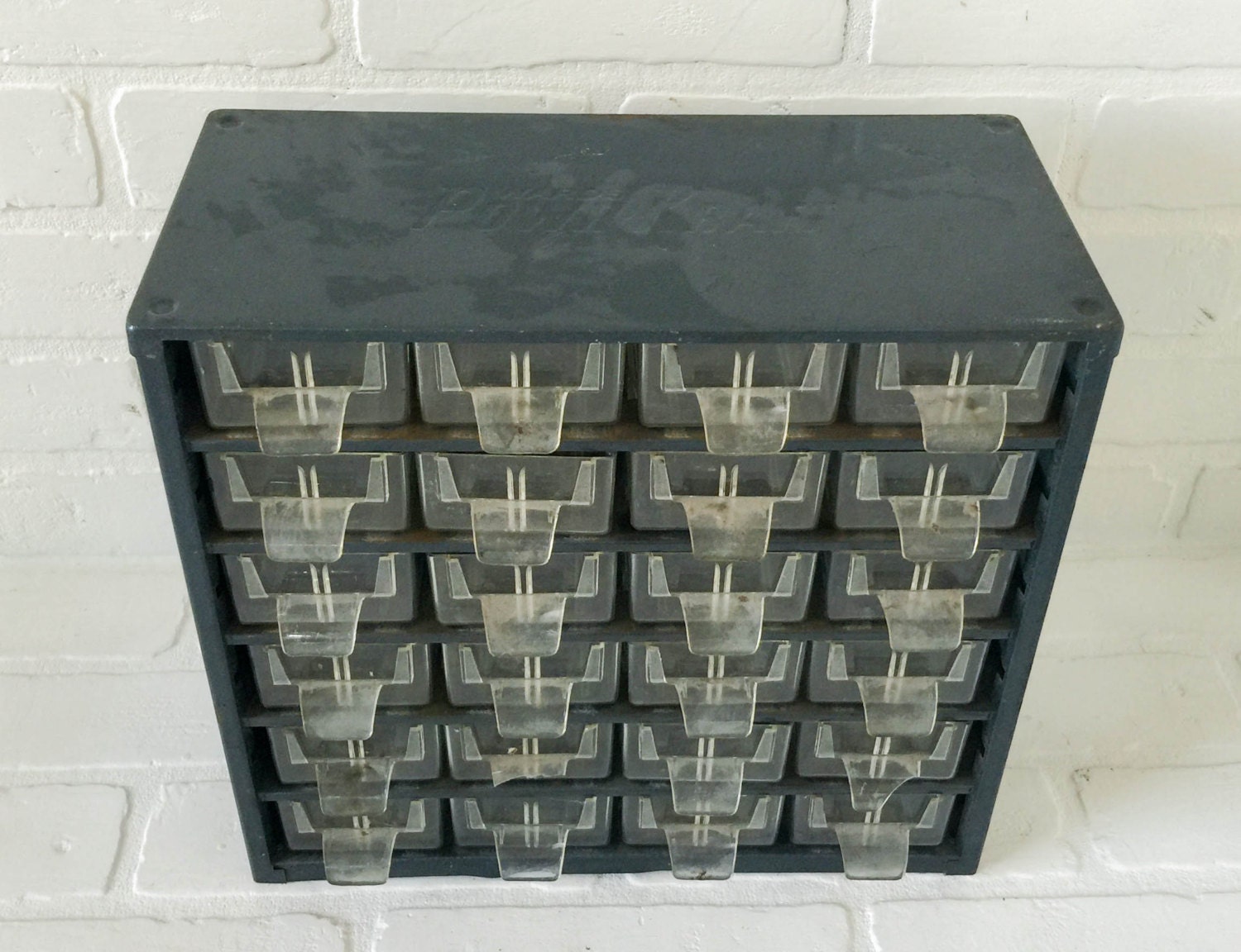 Vintage Metal PowrKraft Parts 24 Drawers Industrial Shop Craft