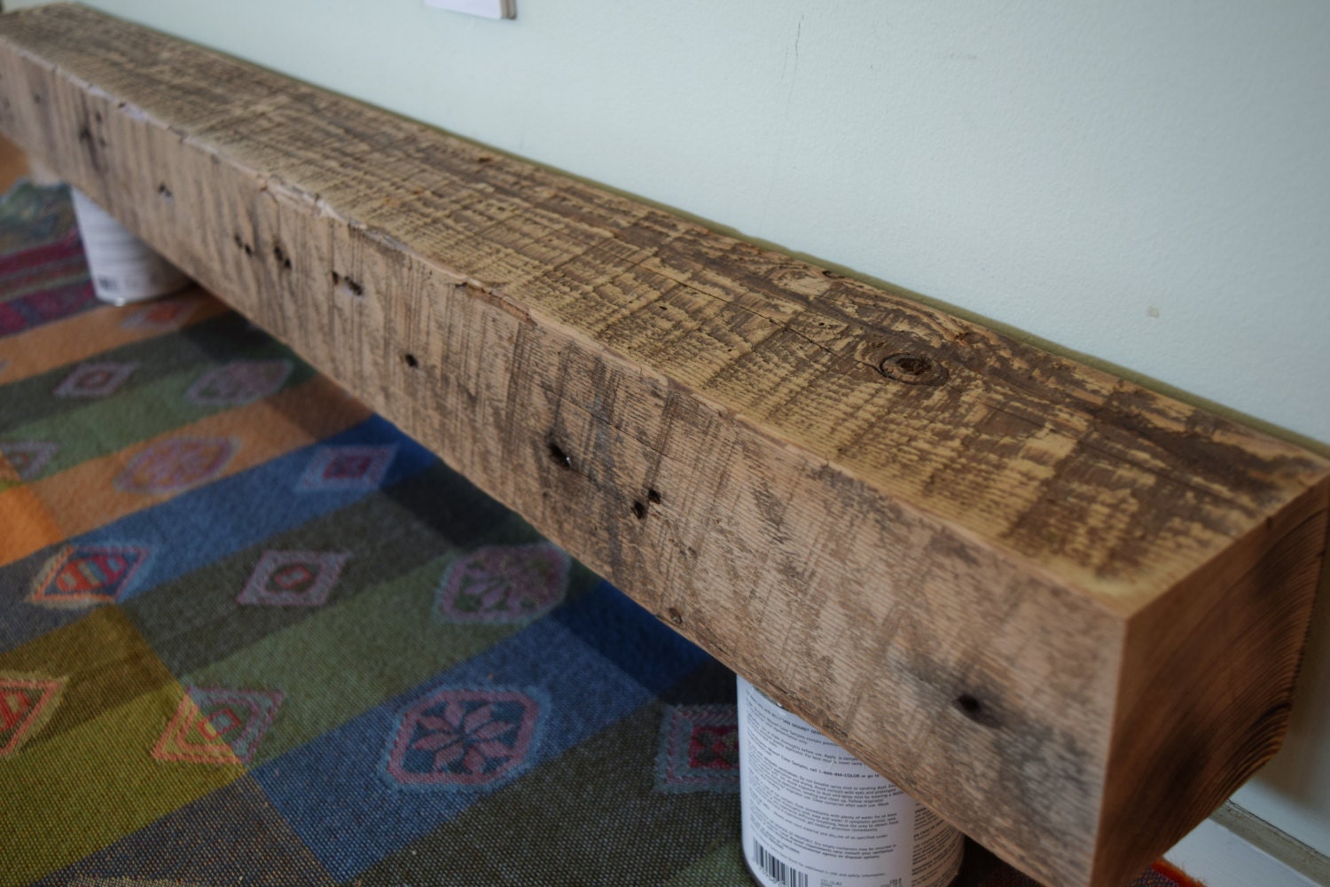 Reclaimed Barn Wood Beam Picture Ledge Shelf Fireplace Mantel