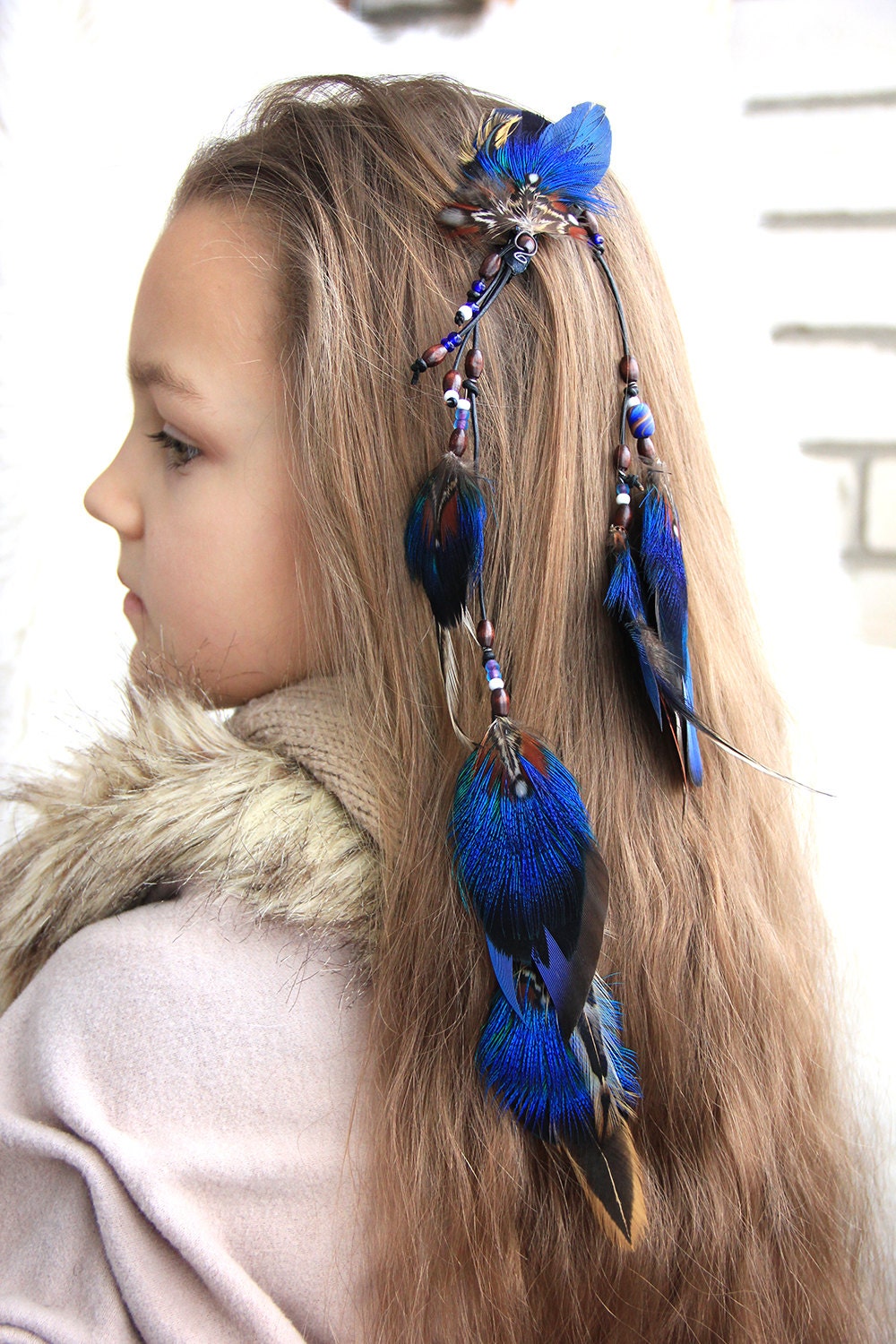 Hipstr Blue Feather Hair Clip Long Blue Feather Hair Clip