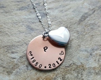 Memorial urn necklace with dates memorial jewelry heart urn necklace remembrance jewelry loss of a loved one pet loss cremation jewelry