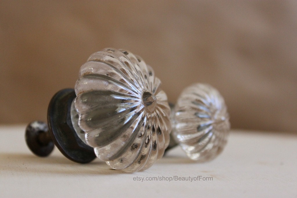 Pressed Clear Glass Vintage Drawer Pulls Set of 2 Haute Juice