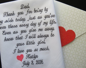 Father of the Bride Hankerchief-Wedding Handkerchief-Embroidered Customized-Wedding hankies-Father in Law-Wedding Gift-Dad of the Bride Gift