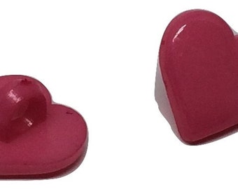10 Heart Shaped Resin Plastic Shank Button - Pink 12mm Pack of 10 - PB110