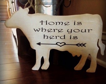 COW SIGN | Farmhouse Decor | Kitchen Decor | Home Decor | Cottage Kitchen | Rustic Home Decor | Whitewash Sign | Wood Sign