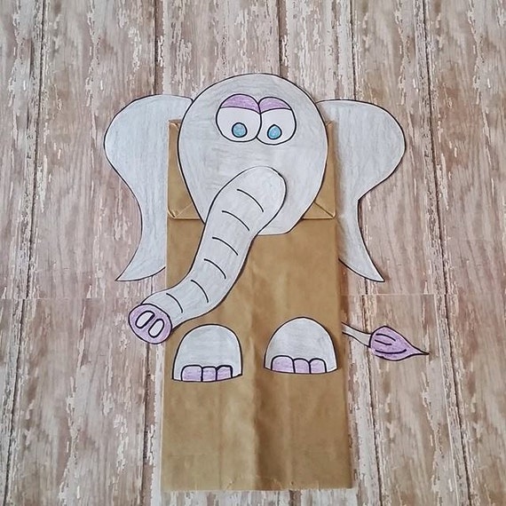Items similar to Paper Bag Elephant Puppet Pattern on Etsy