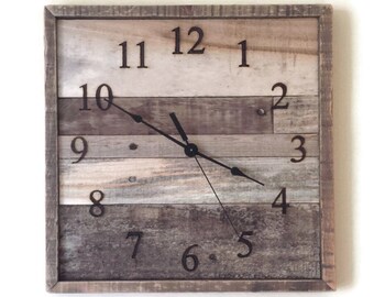 Rustic Home Decor, Rustic Wall Decor, reclaimed wood, laser engraved, pallet wall decor, pallet wall clock, wall clock, wedding gift
