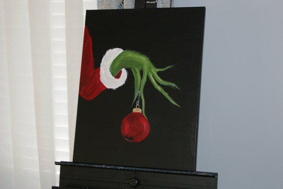 Items similar to The Grinch 16X20" Christmas Painting on Stretched