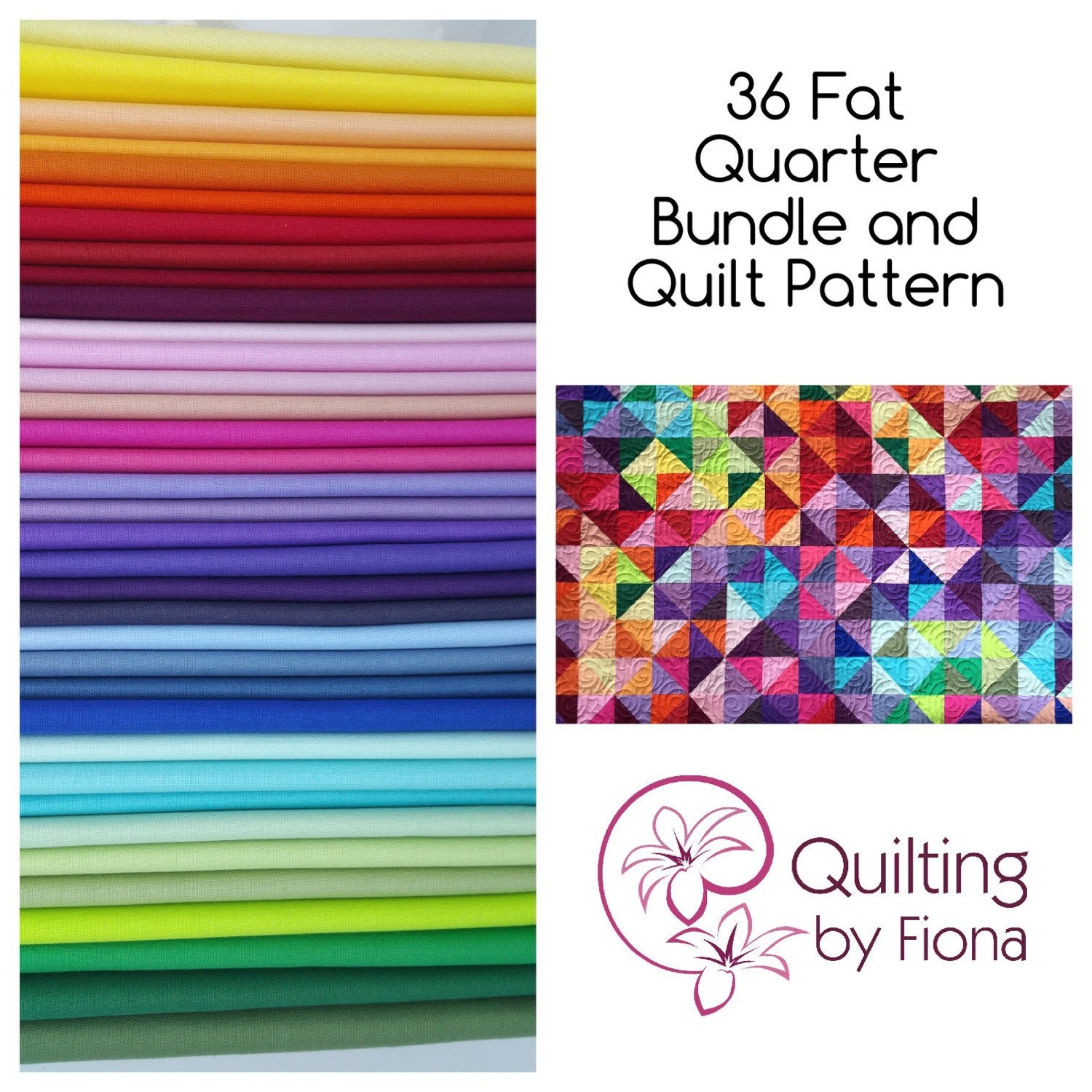 36 FQ Fat Quarter Bundle HST Quilt Pattern By QuiltingByFiona