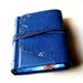 Leather Journal, Handbound Blank Book, Blue Leather Journal, Sketchbook, Braided Leather Strap, Painted Edges, Ready to Ship