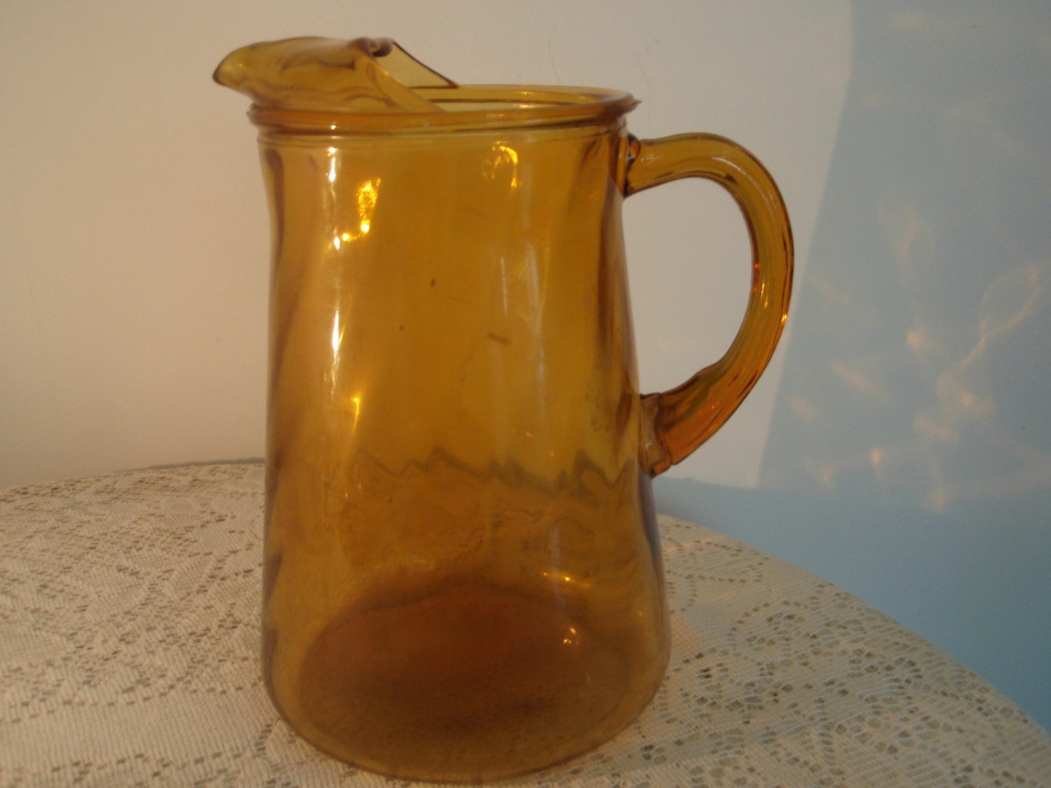 Vintage Amber glass Pitcher 2 quart drink pitcherretro tea