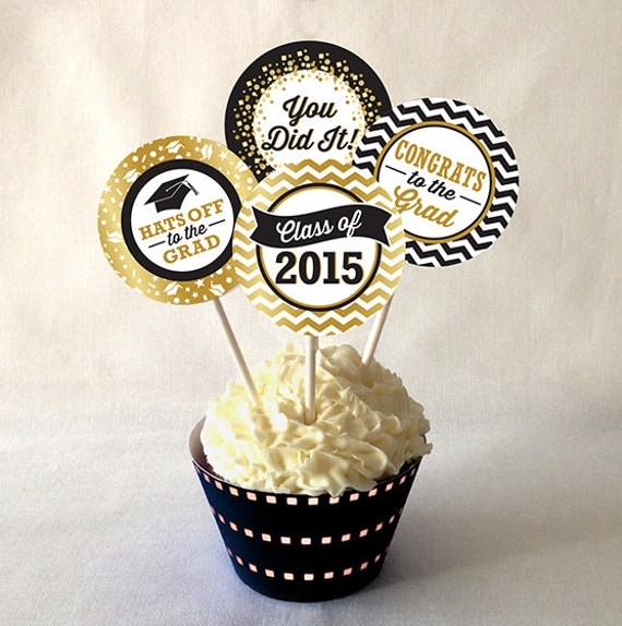 graduation cupcake toppers printable black by lisamariesadesign