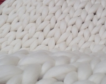 40% OFF! Super Chunky Knit Merino Wool 40" x 63" Throw Blanket Giant Knit, Extra Chunky Wool Blanket, Bulky Knit Blanket, Arm Knit Cozy