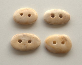 4 Medium Beach Stone Buttons,Natural Organic Supplies,Sewing Finding Buttons,Beach Pebble Buttons,Drilled Stones,Knitting Supplies,RTS