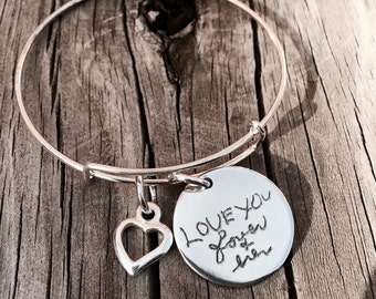 Custom Handwriting Bracelet - Handwriting Jewelry -Bracelet bangle - Memorial - Signature Jewelry - Signature Bracelet - Personalized Engrav