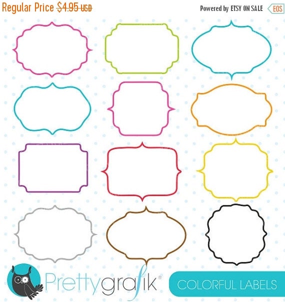 80% OFF SALE label frames clipart commercial by Prettygrafikdesign