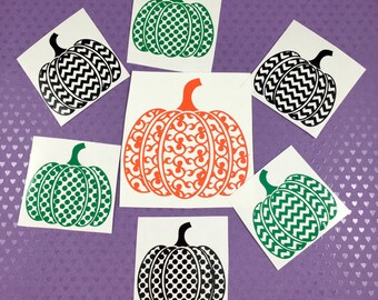 Pumpkin Decal, Yeti Decal, Car Decal, Flourish Pumpkin Decal, Dotted Pumpkin Decal, Chevron Pumpkin Decal, Fall Decal, Harvest Decal
