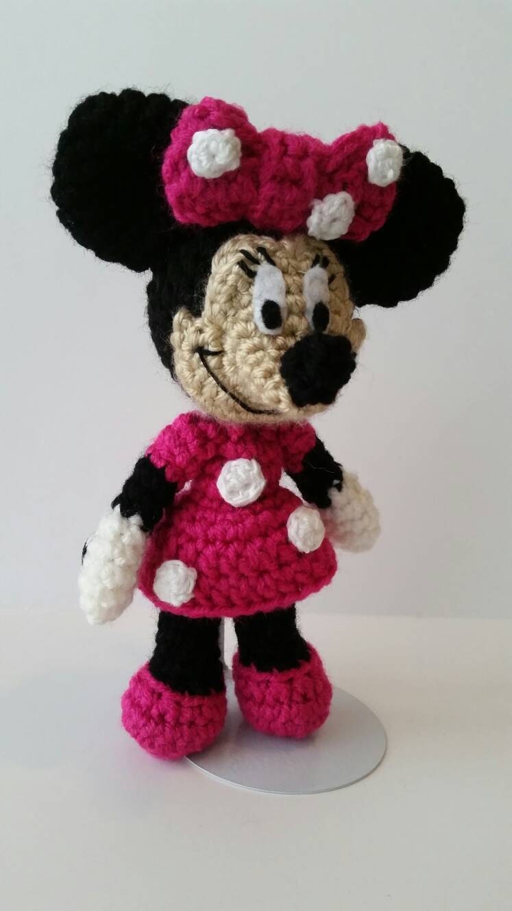 Pink OR Red Minnie Mouse Crochet Doll. 8 Doll. Minnie