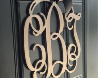 Wooden Monogram - Unfinished, Cursive Wooden Letter - Perfect for Crafts, DIY, Weddings - Sizes 1" to 42"