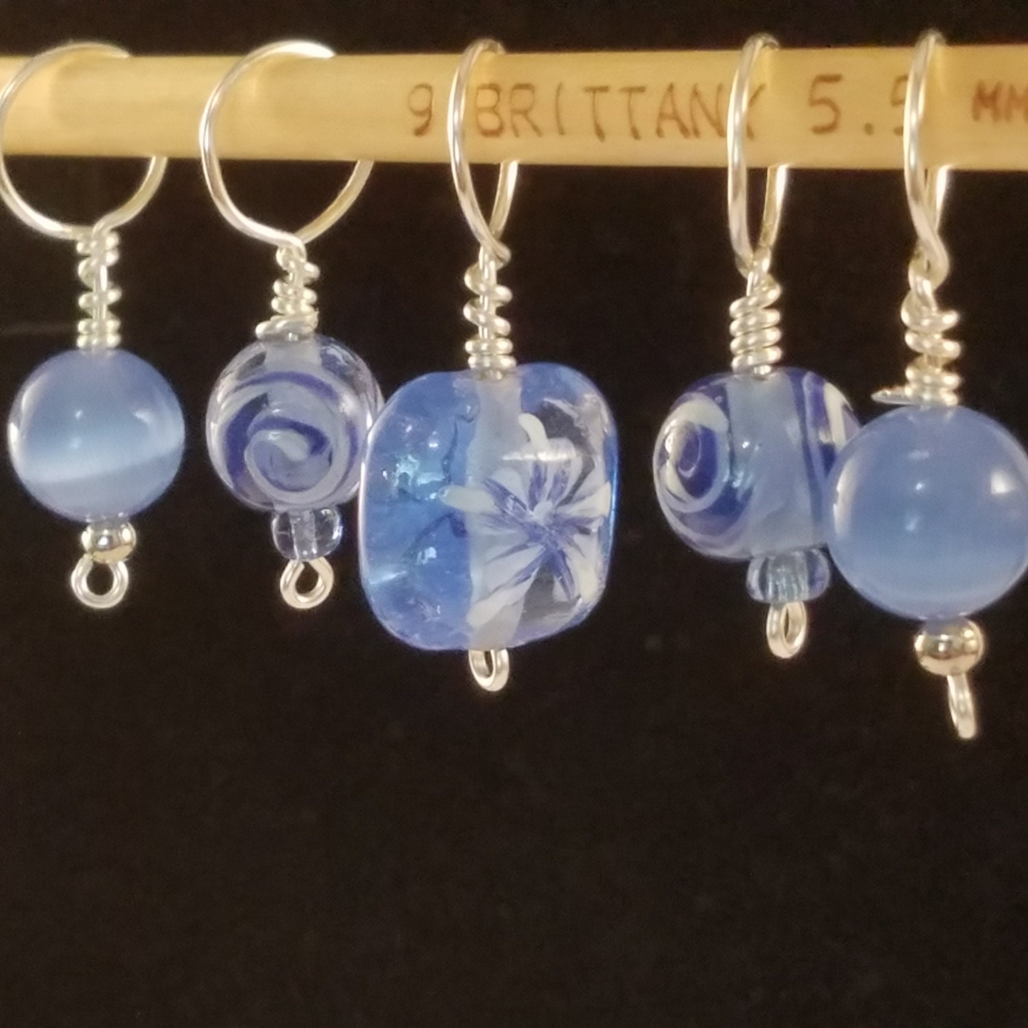 Painted Glass Knit Stitch Markers vintage look fun gift for