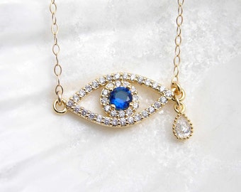 Blue eye necklace | Etsy