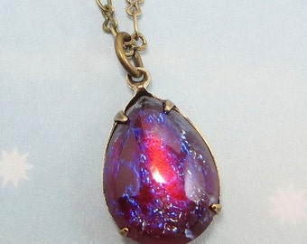 Mexican Opal Necklace Dragons Breath Necklace Fire Opal Necklace Pendant