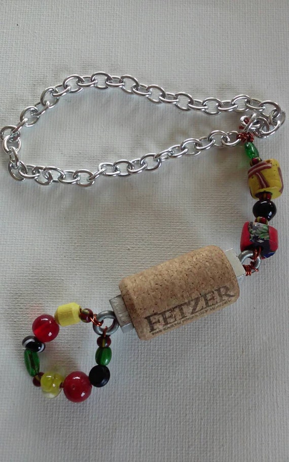 Handmade Wine Cork Bottle Necklace Window by HellesReCreations