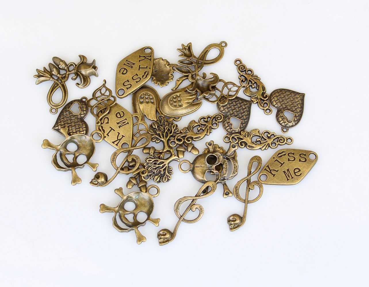 30 Pcs Antique Bronze Pendant Charms Mixed Styles Jewelry