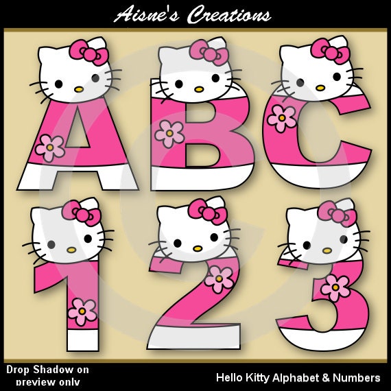 Hello Kitty Alphabet Letters & Numbers Clip Art Graphics by ...