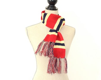 Vintage Wool Scarf - 50s/60s Wool Striped Scarf - Fringed Wool Scarf