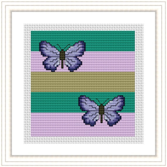 Items Similar To Cross Stitch Pattern Blue Butterflies Downloadable